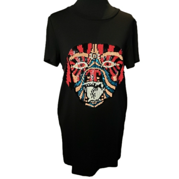 Rottweiler Dog Sequins Crewneck Luxury Dress with Pockets - Picture 2 of 9